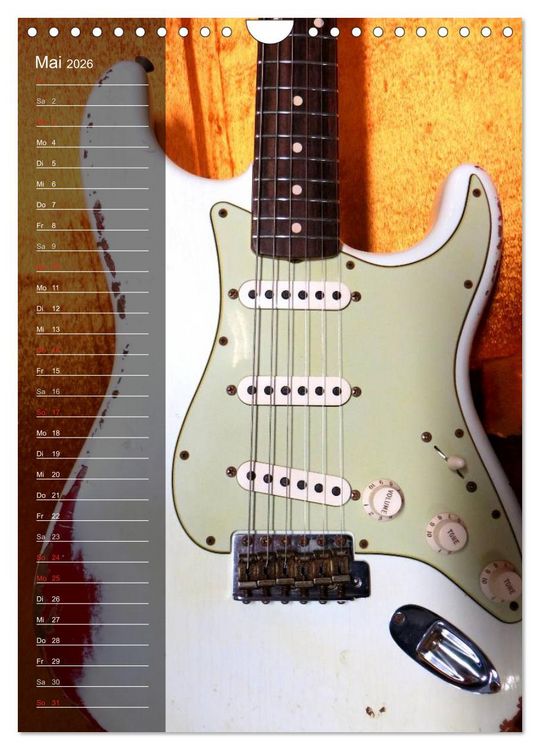 Produktbild: ROCKGITARREN in Szene gesetzt / Geburtstagskalender (Wandkalender 2026 DIN A4 hoch), CALVENDO Monatskalender