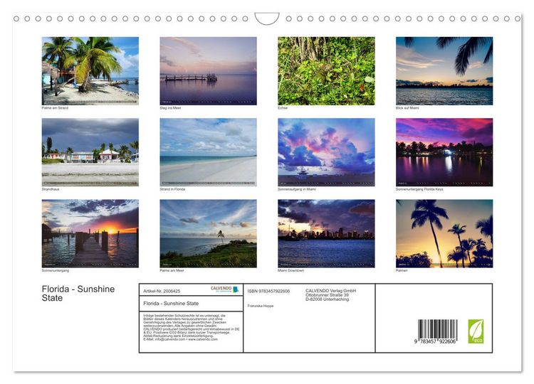 Produktbild: Florida - Sunshine State (Wandkalender 2026 DIN A3 quer), CALVENDO Monatskalender