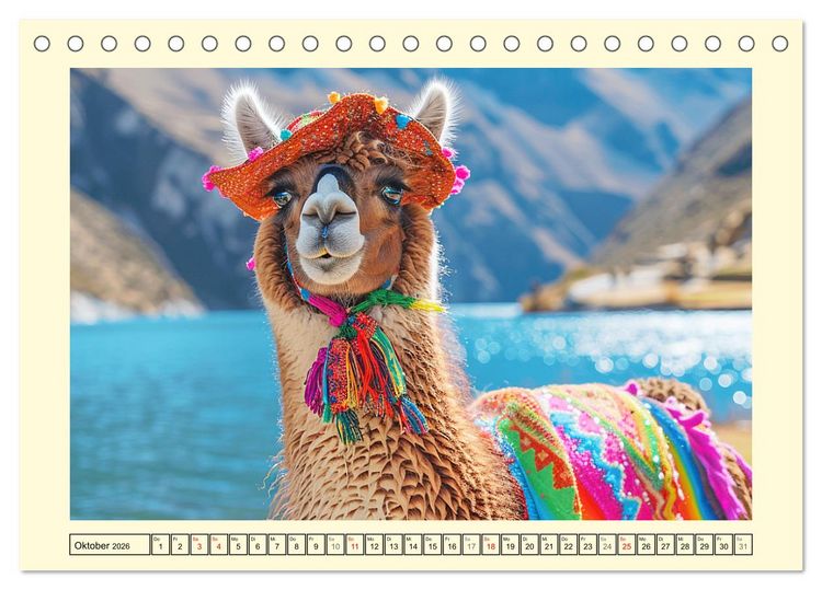 Produktbild: Lamas auf Tour. Perus flauschige Fashion-Ikonen (Tischkalender 2026 DIN A5 quer), CALVENDO Monatskalender