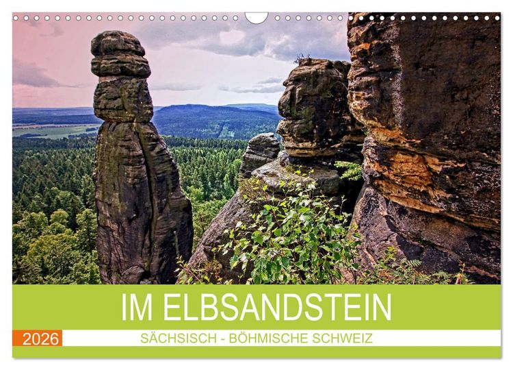 Produktbild: Im Elbsandstein - S&auml;chsisch-b&ouml;hmische Schweiz (Wandkalender 2026 DIN A3 quer), CALVENDO Monatskalender