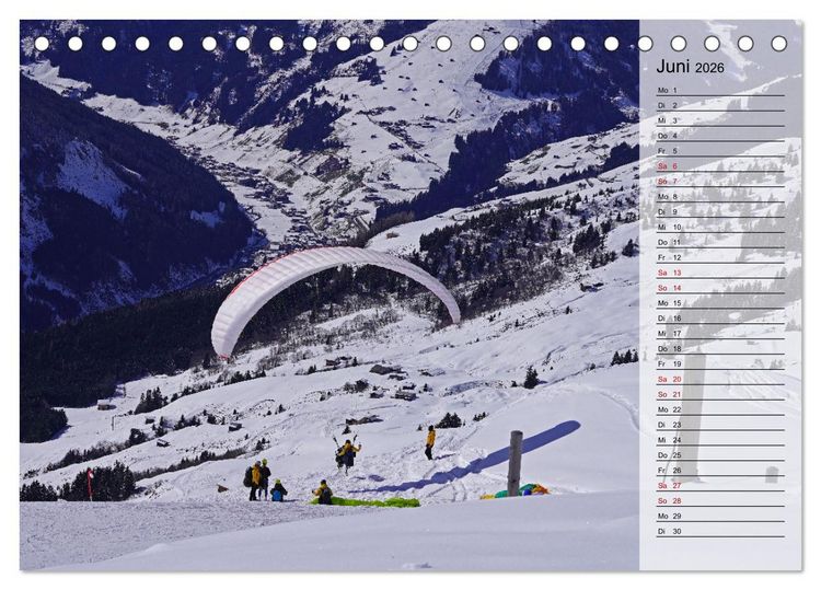 Produktbild: Gleitschirmfliegen in den Tuxer Alpen (Tischkalender 2026 DIN A5 quer), CALVENDO Monatskalender