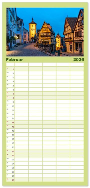 Produktbild: Familienplaner 2026 - Deutschlands sch&ouml;nste Altst&auml;dte - Bayern mit 5 Spalten (Wandkalender, 21 x 45 cm) CALVENDO
