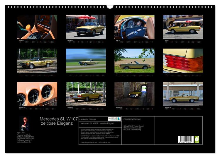 Produktbild: Mercedes SL W107 - zeitlose Eleganz (Wandkalender 2026 DIN A2 quer), CALVENDO Monatskalender