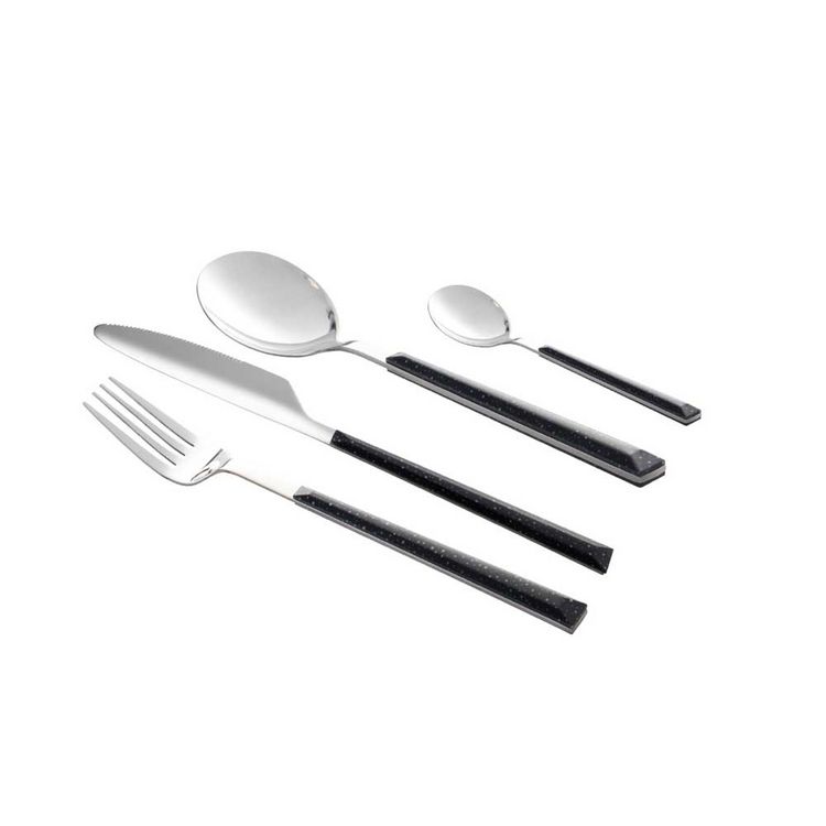 Produktbild: neuetischkultur 24-tlg. Besteck-Set Marble Black 24-tlg. Besteck-Set Marble Black