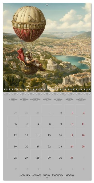 Produktbild: Flying through ancient history with AI (Wall Calendar 2026 12 &times; 12 Inch) CALVENDO 12 Month Wall Calendar