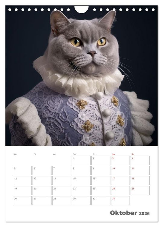 Produktbild: Royale Katzen Portraits (Wandkalender 2026 DIN A4 hoch), CALVENDO Monatskalender