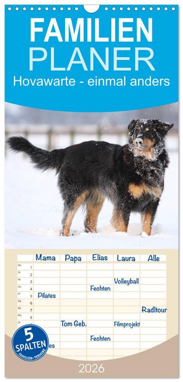 Produktbild: Familienplaner 2026 - Hovawarte - einmal anders mit 5 Spalten (Wandkalender, 21 x 45 cm) CALVENDO
