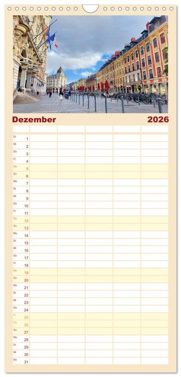 Produktbild: Familienplaner 2026 - Lille - Charmante Metropole in Nordfrankreich mit 5 Spalten (Wandkalender, 21 x 45 cm) CALVENDO
