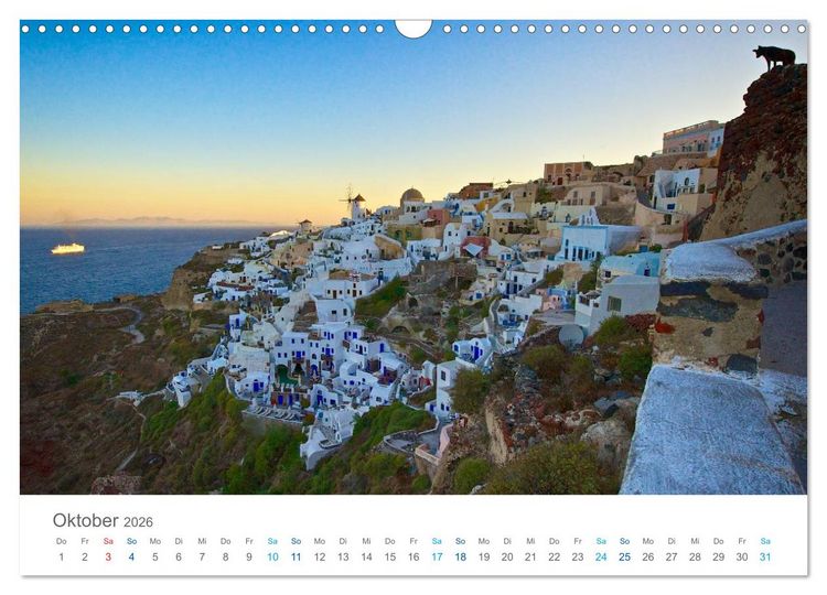 Produktbild: Santorin - Perle der Kykladen (Wandkalender 2026 DIN A3 quer), CALVENDO Monatskalender