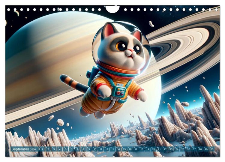 Produktbild: Tierische Raumfahrer: Durch das Universum mit Fell und Feder (Wandkalender 2026 DIN A4 quer), CALVENDO Monatskalender