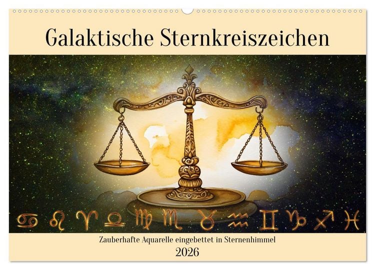 Produktbild: Galaktische Sternkreiszeichen (Wandkalender 2026 DIN A2 quer), CALVENDO Monatskalender