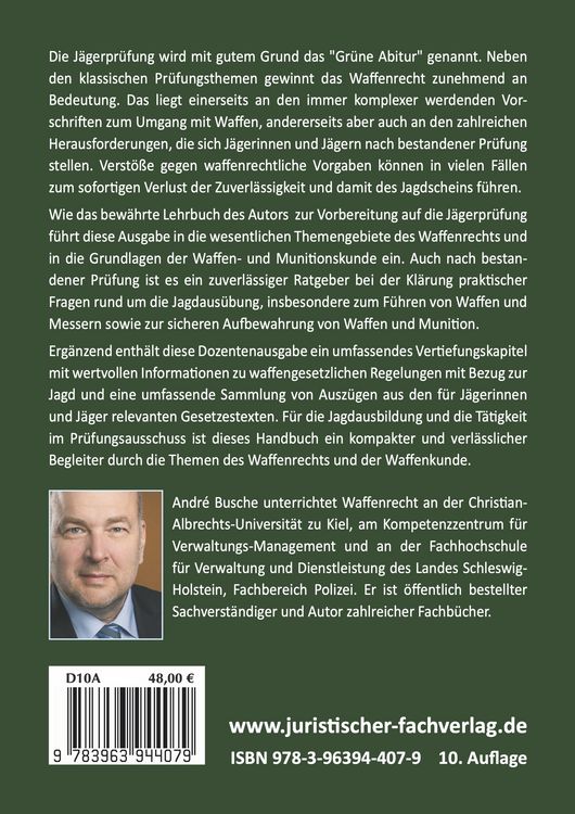 Produktbild: Waffenrecht und Waffenkunde f&uuml;r Jagdausbilder