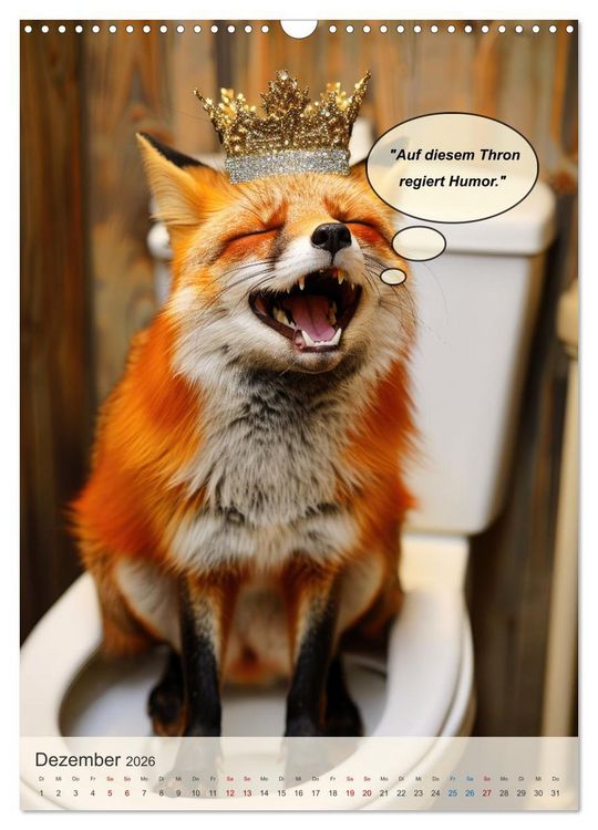Produktbild: Tierisch lustiger Toilettenhumor (Wandkalender 2026 DIN A3 hoch), CALVENDO Monatskalender