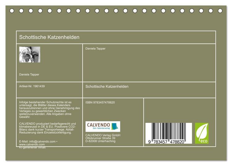 Produktbild: Schottische Katzenhelden (Tischkalender 2026 DIN A5 quer), CALVENDO Monatskalender