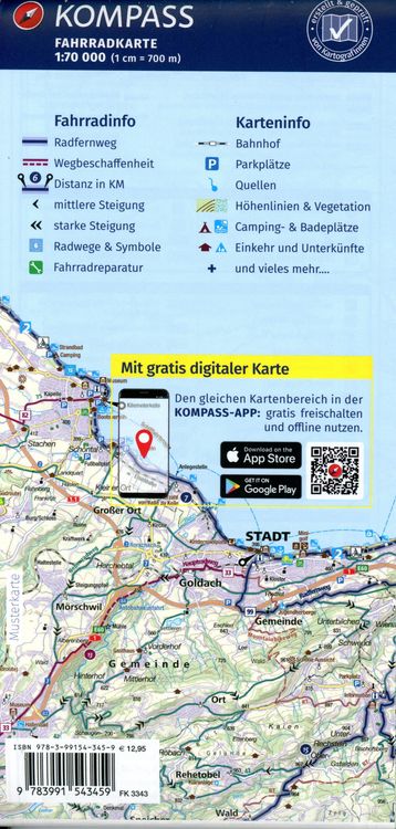 Produktbild: KOMPASS Fahrradkarte 3343 N&uuml;rnberg und Umgebung 1:70.000