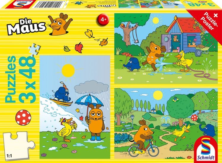Produktbild: Die Maus: Viel Spa&szlig; mit der Maus. 3 x 48 Teile Puzzle