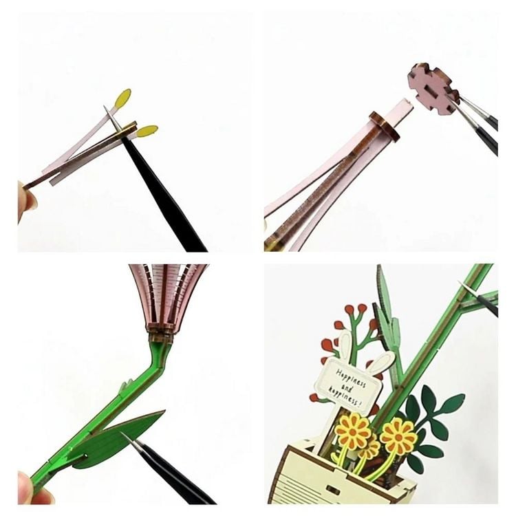 Produktbild: FiguredArt AL106 - Lilie, 3D Puzzle, Holz, 51 Teile, H&ouml;he: 22,5 cm