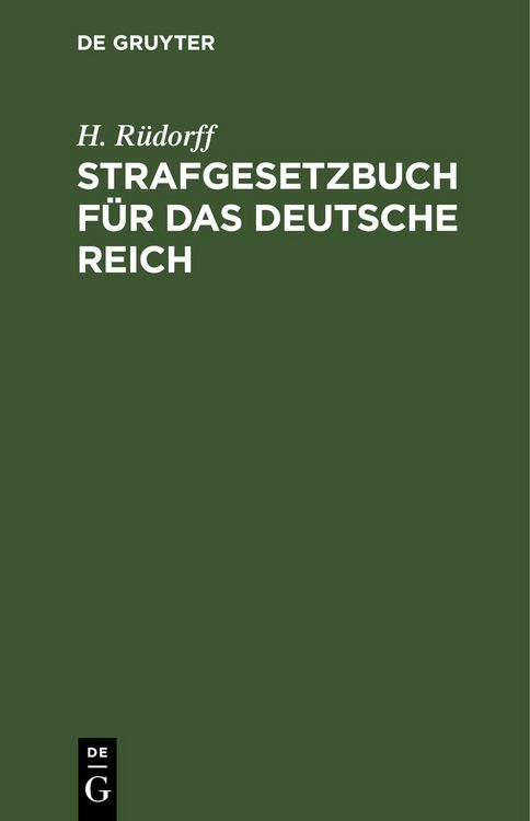 Produktbild: Strafgesetzbuch f&uuml;r das Deutsche Reich