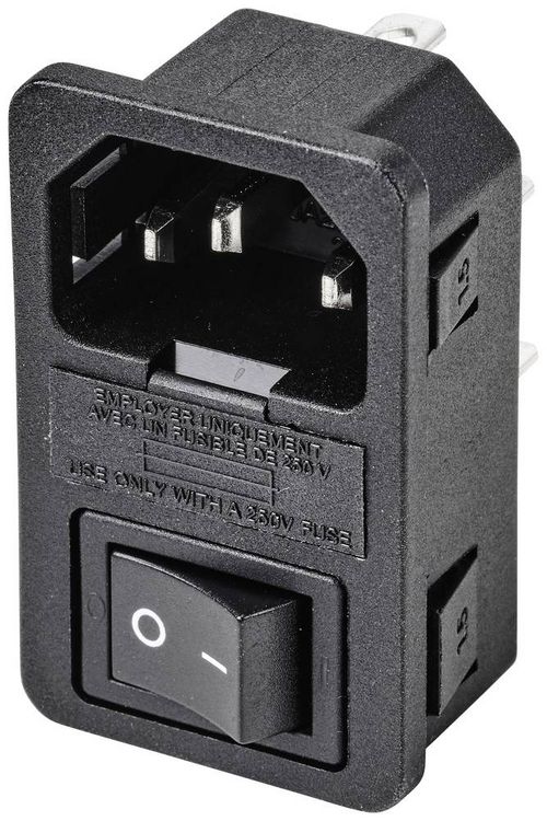Produktbild: TRU COMPONENTS TC-10088420 Kaltger&auml;te-Steckverbinder C14 Stecker, Einbau vertikal Gesamtpolzahl: 3 10 A Schwarz 1 St.