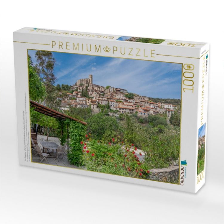 Produktbild: CALVENDO Puzzle Eus. Eines der sch&ouml;nsten D&ouml;rfer Frankreichs auf einer Granitsteinanh&ouml;he | 1000 Teile Lege-Gr&ouml;&szlig;e 64x48cm Foto-Puzzle f&uuml;r gl&uuml;ckliche Stunden