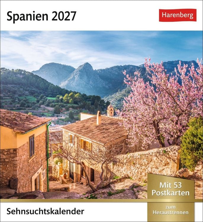 Produktbild: Spanien Sehnsuchtskalender 2027 - Wochenkalender mit 53 Postkarten