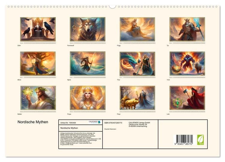 Produktbild: Nordische Mythen (hochwertiger Premium Wandkalender 2026 DIN A2 quer), Kunstdruck in Hochglanz