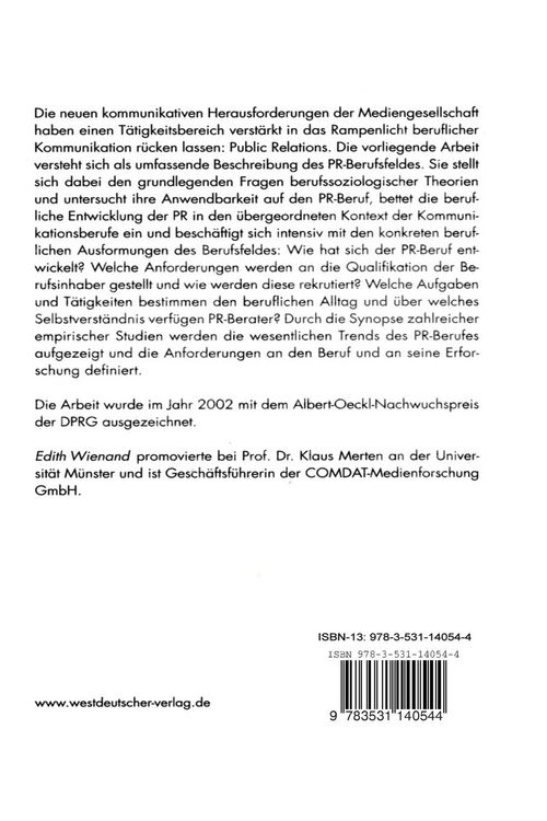 Produktbild: Public Relations als Beruf