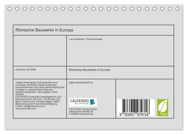 Produktbild: R&ouml;mische Bauwerke in Europa (Tischkalender 2026 DIN A5 quer), CALVENDO Monatskalender