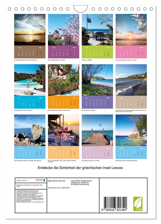 Produktbild: Entdecke die Sch&ouml;nheit der griechischen Insel Lesvos (Wandkalender 2026 DIN A4 hoch), CALVENDO Monatskalender