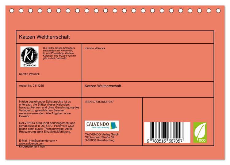 Produktbild: Katzen Weltherrschaft (Tischkalender 2026 DIN A5 quer), CALVENDO Monatskalender