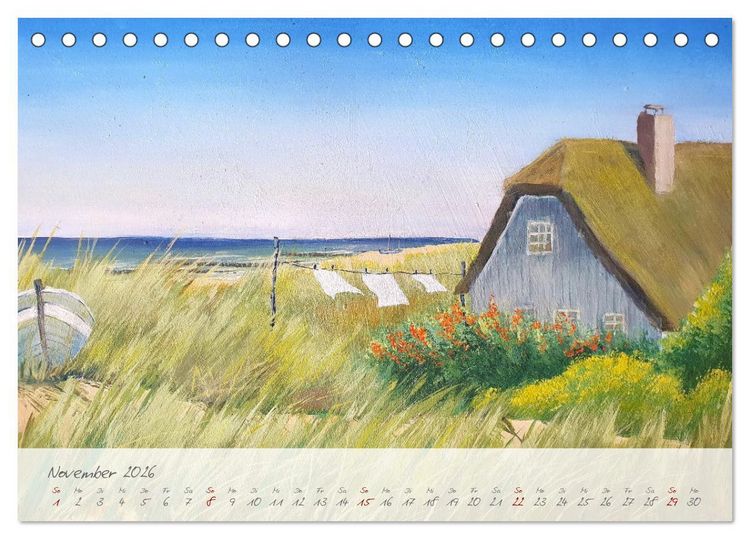 Produktbild: Gemalter K&uuml;stenzauber - Mit Pinsel und Farbe entlang der deutschen K&uuml;ste (Tischkalender 2026 DIN A5 quer), CALVENDO Monatskalender