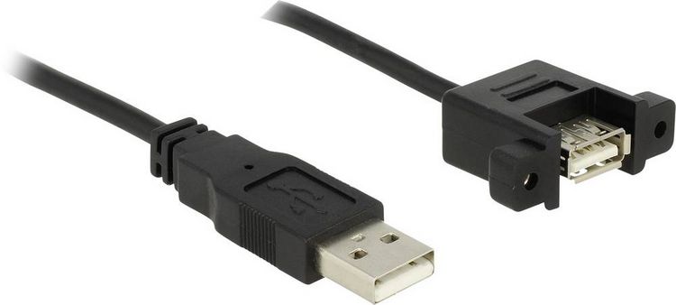 Produktbild: Delock USB-Kabel USB 2.0 USB-A Stecker, USB-A Buchse 0.25 m Schwarz vergoldete Steckkontakte 85462
