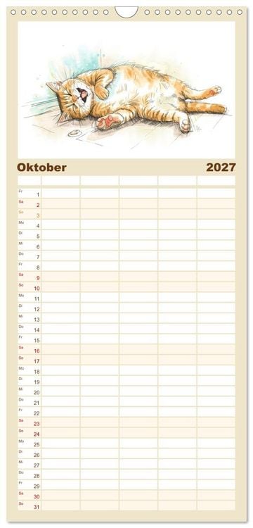 Produktbild: Familienplaner 2027 - Kleine Schnurr-Momente f&uuml;rs Herz mit 5 Spalten (Wandkalender, 21 x 45 cm) CALVENDO
