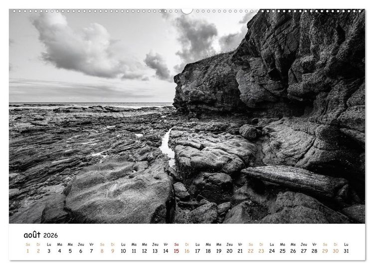 Produktbild: Terres de contraste &ndash; Une ann&eacute;e en monochrome (Calendrier mural 2026 DIN A2 vertical) calendrier de bureau