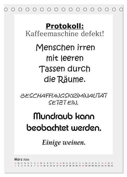 Produktbild: Spr&uuml;chekalender. Witziges f&uuml;rs B&uuml;ro (Tischkalender 2026 DIN A5 hoch), CALVENDO Monatskalender