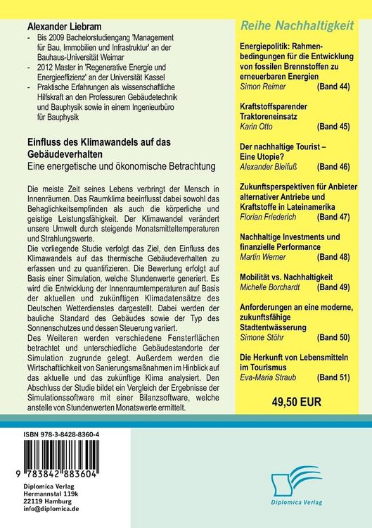 Produktbild: Einfluss des Klimawandels auf das Geb&auml;udeverhalten: Eine energetische und &ouml;konomische Betrachtung