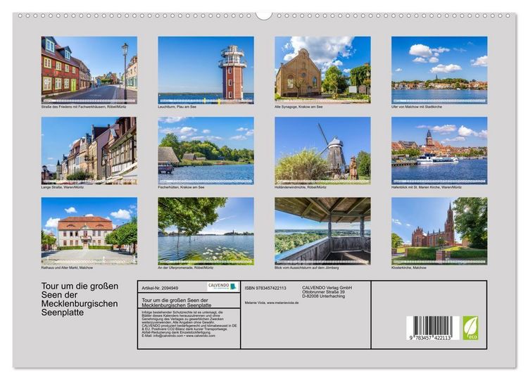 Produktbild: Tour um die gro&szlig;en Seen der Mecklenburgischen Seenplatte (hochwertiger Premium Wandkalender 2026 DIN A2 quer), Kunstdruck in Hochglanz
