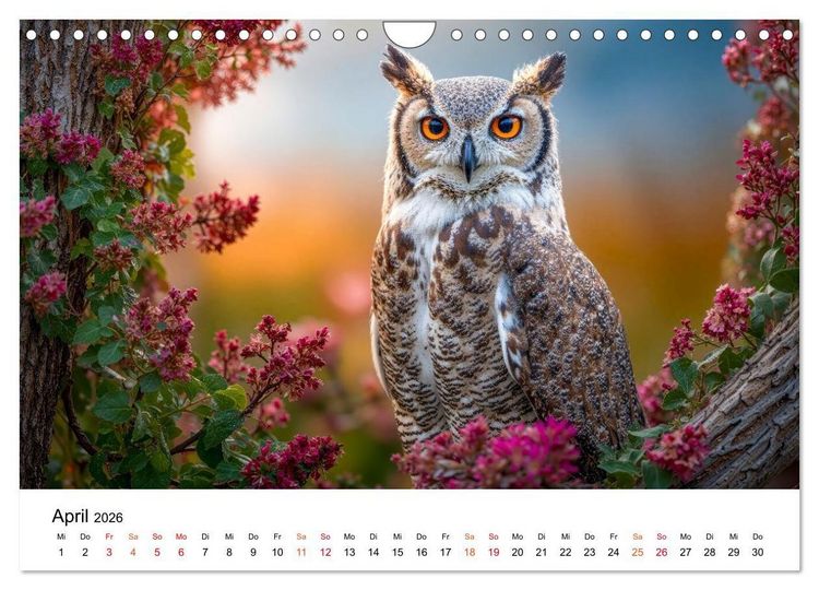 Produktbild: Eulen - Augen der Wildnis (Wandkalender 2026 DIN A4 quer), CALVENDO Monatskalender