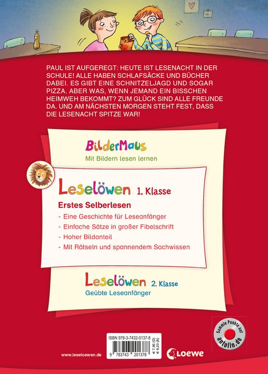 Produktbild: Lesel&ouml;wen 1. Klasse - Lesenacht im Klassenzimmer (Gro&szlig;buchstabenausgabe)