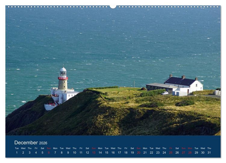 Produktbild: Irish Lighthouses - Beacons along Ireland's wild coast (High Quality Premium Wall Calendar 2026 DIN A2 landscape),CALVENDO 12 Month Wall Calendar