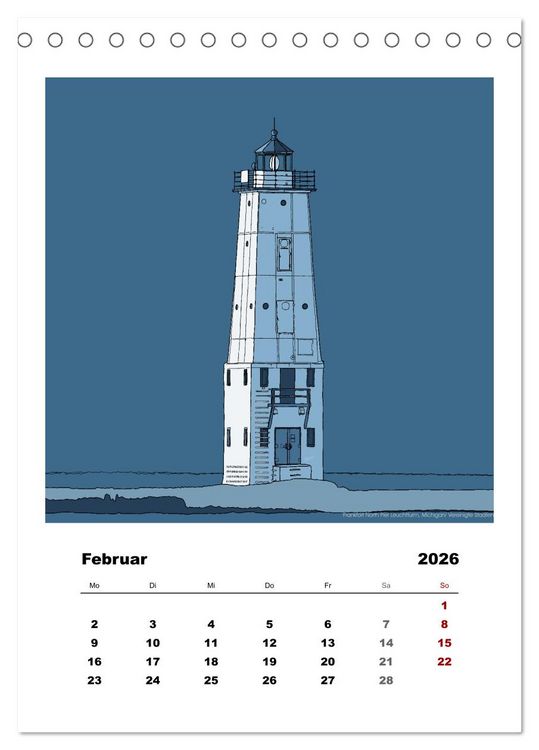 Produktbild: Leuchtt&uuml;rme der Welt - illustriert (Tischkalender 2026 DIN A5 hoch), CALVENDO Monatskalender