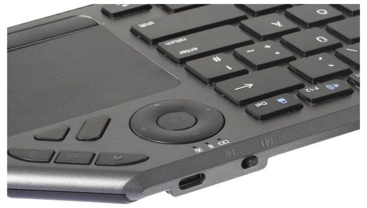 Produktbild: Renkforce RF-WLBTKB-300 Bluetooth&reg;, Funk Tastatur Deutsch, QWERTZ Schwarz Integriertes Touchpad, Wiederaufladbar, Multipair-Funktion