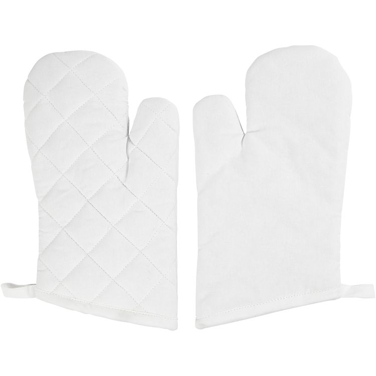 Produktbild: Creativ Company K&uuml;chentextilien Grillhandschuh, wei&szlig;, 18x28cm, 145g, 2er Set Kreativ Box
