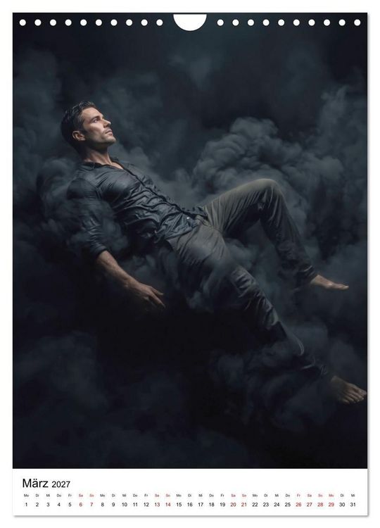 Produktbild: Floating Men - maskuliner K&ouml;rperbau in vollkommener Entspannung (Wandkalender 2027 DIN A4 hoch), CALVENDO Monatskalender