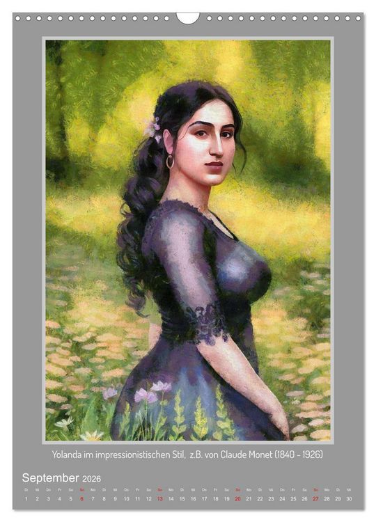 Produktbild: Yolanda in der Kunstgalerie (Wandkalender 2026 DIN A3 hoch), CALVENDO Monatskalender
