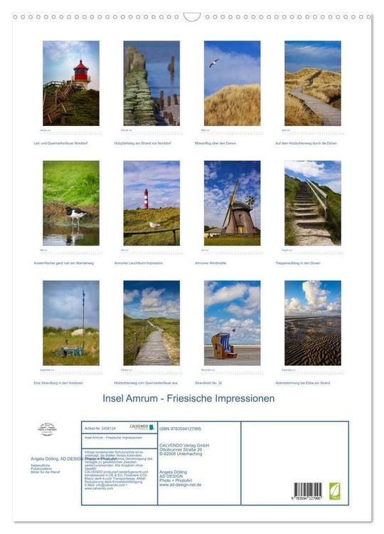 Produktbild: Insel Amrum - Friesische Impressionen (Wandkalender 2027 DIN A2 hoch), CALVENDO Monatskalender