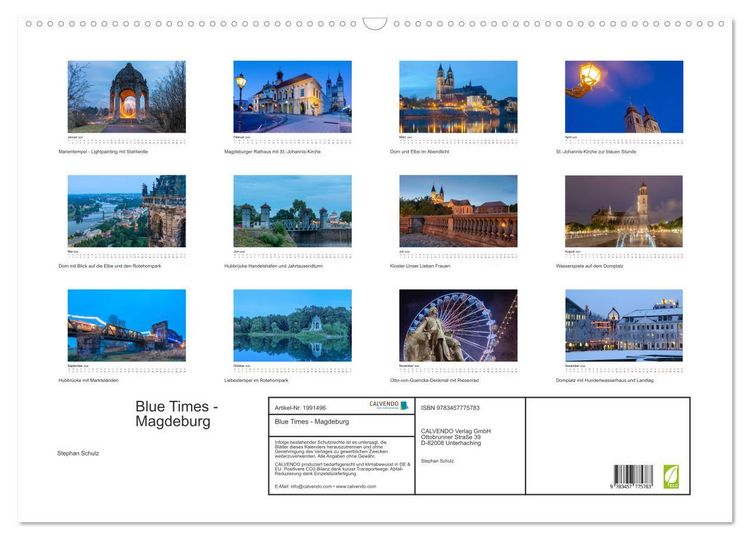 Produktbild: Blue Times - Magdeburg (Wandkalender 2026 DIN A2 quer), CALVENDO Monatskalender