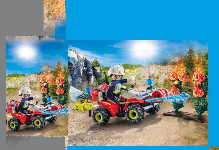 Produktbild: PLAYMOBIL 71825 Feuerwehr Quad l&ouml;scht Heckenbrand