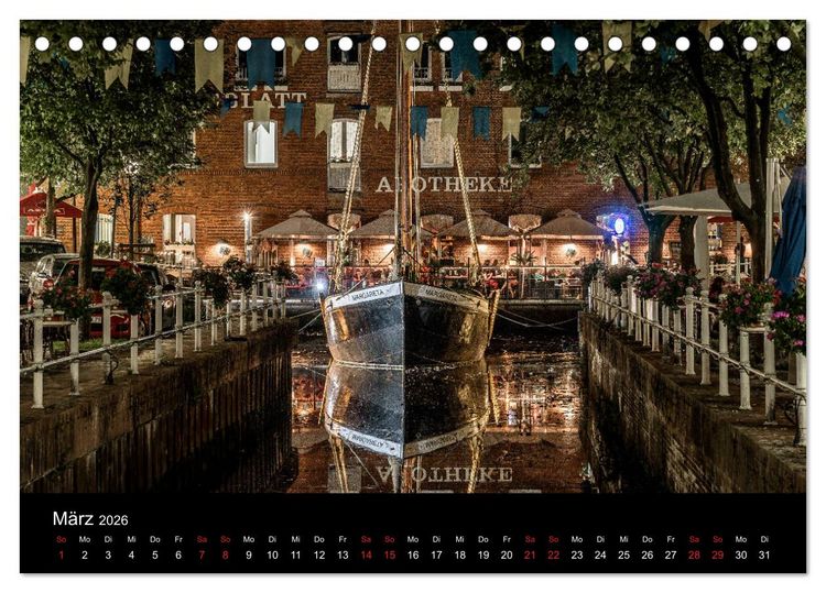 Produktbild: Buxtehude bei Nacht (Tischkalender 2026 DIN A5 quer), CALVENDO Monatskalender