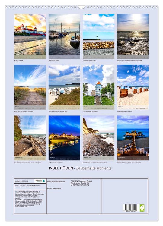 Produktbild: INSEL R&Uuml;GEN - Zauberhafte Momente (Wandkalender 2026 DIN A2 hoch), CALVENDO Monatskalender